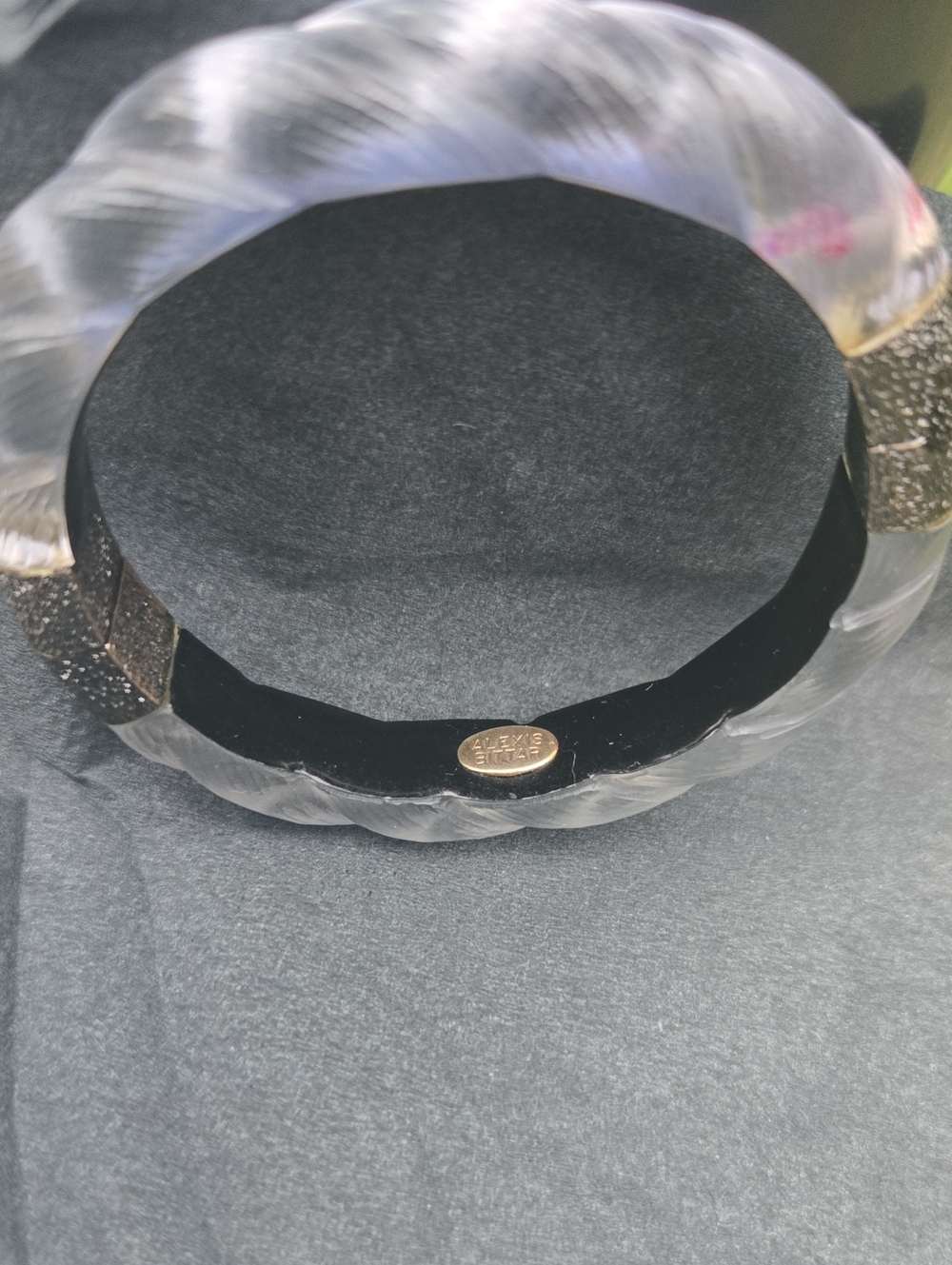 Alexis Bittar Twisted Translucent Lucite Bangle with Subtle Lavender Hues
